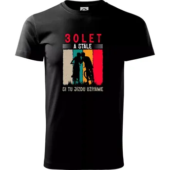 Pánské tričko Výročí cyklista 30 - Triko extra velké (5-8XL) - 8XL ( Černá )