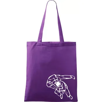 Judo nápis + postavy - Taška bavlněná - 42 x 38 cm ( Fialová )