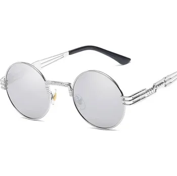 Sluneční brýle Kulaté vintage sluneční brýle unisex punk styl - Stříbrná Stříbrná