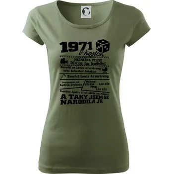 Dámské tričko 1971 v kostce - Dámské triko Pure - XS ( Khaki )