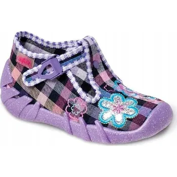 Dívčí bačkory Befado dětské papuče na suchý zip fialové, velikost 25