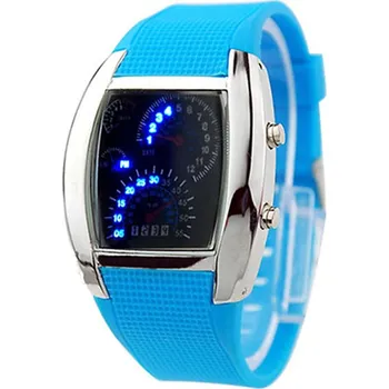 Hodinky Binární LED hodinky | hodinky s tachometrem - Světle modrá