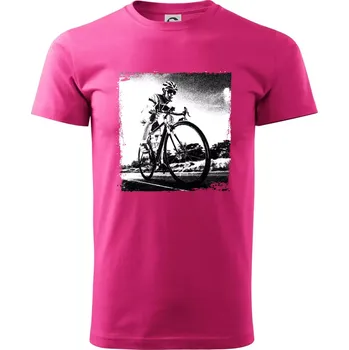 Pánská móda Cyklista černobílá cesta - Klasické pánské triko vyšší gramáže - L ( Purpurová )
