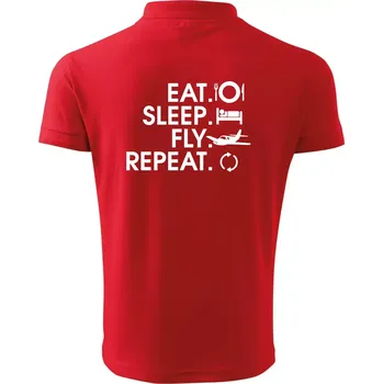 Pánská košile Eat sleep fly repeat - Polokošile pánská Pique Polo 203 - L ( Červená )