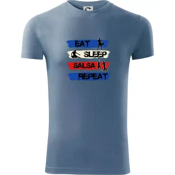 Pánské tričko Eat sleep salsa repeat - Viper FIT - Pánské zůžené tričko - L ( Denim )