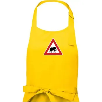 Kuchyňská zástěra Dopravní značka - Pozor slon - Dámská zástěra na vaření - Univerzální velikost ( Žlutá )