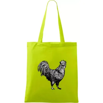 Nákupní taška Kohout kreslený černobílý - Taška bavlněná - 42 x 38 cm ( Limetková )