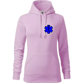 Dámská mikina Rescue - Hvězda na prsu + nápis na zádech - Mikina dámská Cape s kapucí - S ( Orchid )