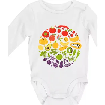 Zelenina v kruhu - Body kojenecké s dlouhým rukávem - Dlouhý r. do 3 měs ( Bílá )
