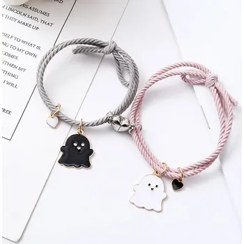 Náramek 2 ks Pletený magnetický párový náramek srdce | doplňky přátelství - 8