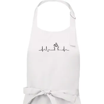 Kuchyňská zástěra EKG zamilovaný pár - Pánská zástěra na vaření - Univerzální velikost ( Bílá )