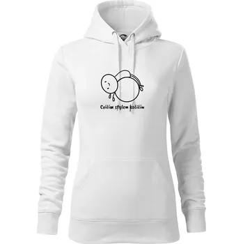 Dámská mikina Cvičím stylem kočičím - Mikina dámská Cape s kapucí - XL ( Bílá )