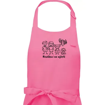 Kuchyňská zástěra Vaše rodina na výletě - Dámská zástěra na vaření - Univerzální velikost ( Růžová )