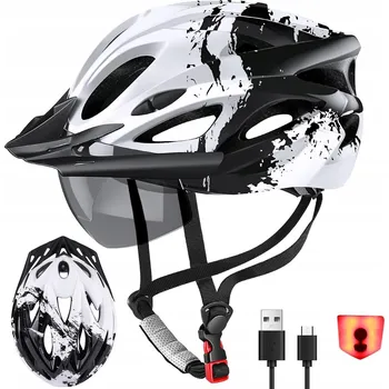 Cyklistická přilba CYKLISTICKÁ PŘILBA NA KOLO PÁNSKÁ DÁMSKÁ MTB NASTAVITELNÁ POHODLNÁ 57-62 SVĚTLO