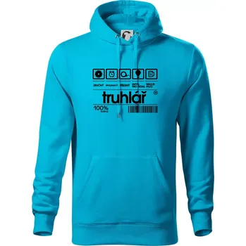 Pánská mikina Čárový kód truhlář - Mikina pánská Cape s kapucí - 4XL ( Světlý tyrkys )