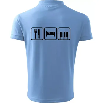 Pánská košile Eat sleep piano v řadě - Polokošile pánská Pique Polo 203 - 4XL ( Pyžamově světlá modrá )