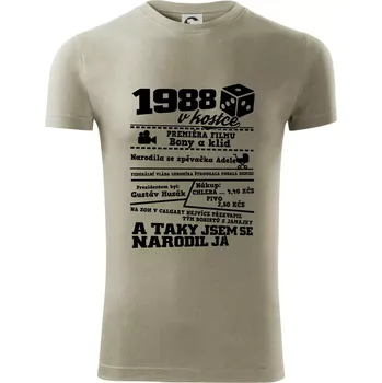 Pánské tričko 1988 v kostce - Viper FIT - Pánské zůžené tričko - S ( Light khaki )