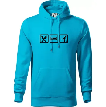 Pánská mikina Eat sleep koloběh - koloběžka - Mikina pánská Cape s kapucí - 5XL ( Světlý tyrkys )