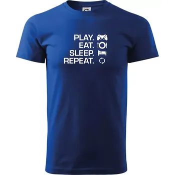 Pánské tričko Play Eat Sleep Repeat game - Triko extra velké (5-8XL) - 6XL ( Královská modrá )