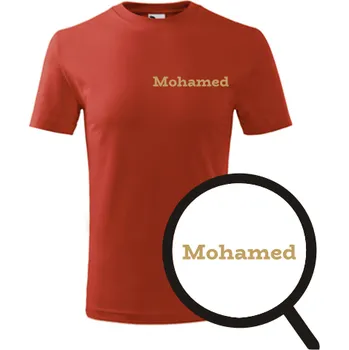 Chlapecké tričko Červené dětské tričko Mohamed - dárek pro malého fotbalistu - fotbalový dárek - barva červená - velikost 10let