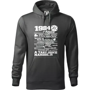 Pánská mikina 1984 v kostce - Mikina pánská Cape s kapucí - 5XL ( Tmavá břidlice (šedá se zeleným nádechem) )