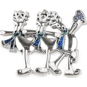 Náramek Brož sobi na bruslích, sněhuláci, malé, 3 modrá sob