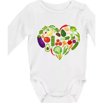 Kojenecký body Zelenina Srdce - Body kojenecké s dlouhým rukávem - Dlouhý r. do 3 měs ( Bílá )