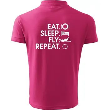 Pánská košile Eat sleep fly repeat - Polokošile pánská Pique Polo 203 - M ( Purpurová )
