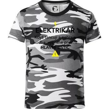 Chlapecké tričko Elektrikář - hlavní jistič - Dětské maskáčové triko - 122 cm/6 let ( Šedý maskáč )