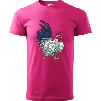 Pánské tričko Kohout kreslený bílý - Klasické pánské triko vyšší gramáže - 4XL ( Purpurová )