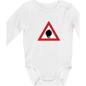 Dopravní značka - krocan - Body kojenecké s dlouhým rukávem - Dlouhý r. 3-6 měs ( Bílá )