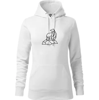 Dámská mikina Geometrie lední medvěd na ledu - Mikina dámská Cape s kapucí - XL ( Bílá )