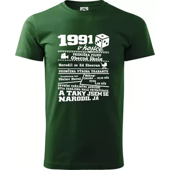 Pánské tričko 1991 v kostce - Triko extra velké (5-8XL) - 8XL ( Lahvově zelená )