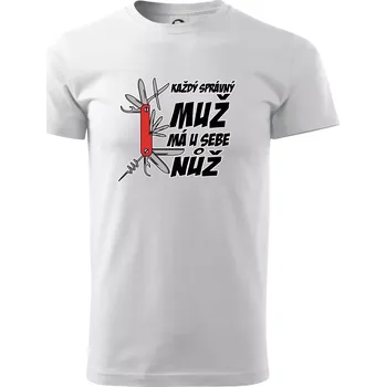 Pánské tričko Každý správný muž, má u sebe nůž - Triko extra velké (5-8XL) - 8XL ( Bílá )