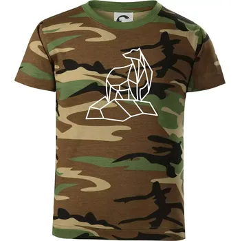 Chlapecké tričko Geometrie lední medvěd na ledu - Dětské maskáčové triko - 146 cm/10 let ( Hnědý maskáč )