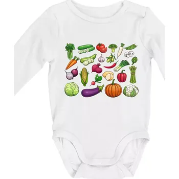 Zelenina ze zahrádky - Body kojenecké s dlouhým rukávem - Dlouhý r. do 3 měs ( Bílá )