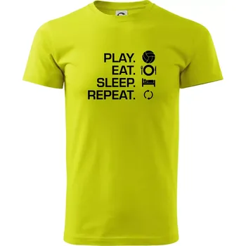 Play Eat Sleep Repeat volejbal - Klasické pánské triko vyšší gramáže - XS ( Limetková )
