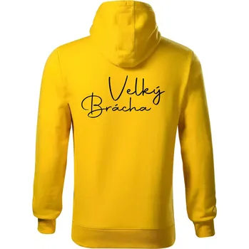 Pánská mikina Velký brácha - nápis na zádech - Mikina pánská Cape s kapucí - S ( Žlutá )