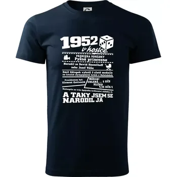 Pánské tričko 1952 v kostce - Triko extra velké (5-8XL) - 6XL ( Námořní modrá (velmi tmavá - téměř černá) )