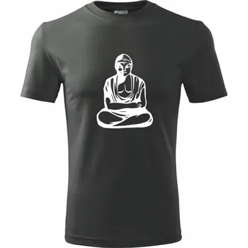 Pánská móda Grafitové tričko Buddha - dárek pro jogína - barva antracit - velikost XXL