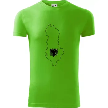 Pánské tričko Albánie obrys mapa - Viper FIT - Pánské zůžené tričko - S ( Apple Green )