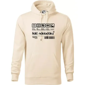 Pánská mikina Čárový kód řidič náklaďáku - Mikina pánská Cape s kapucí - 5XL ( Mandlová )