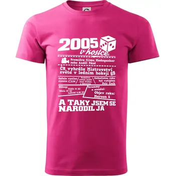 Pánské tričko 2005 v kostce - Klasické pánské triko vyšší gramáže - XL ( Purpurová )