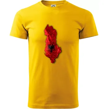 Pánské tričko Mapa Albánie reliéf hor - Triko extra velké (5-8XL) - 6XL ( Žlutá )