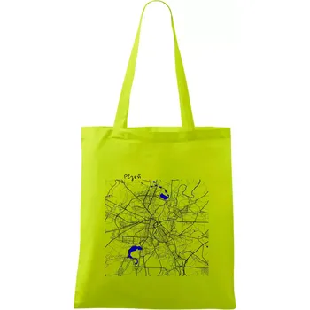 Plzeň mapa s vodními toky - Taška bavlněná - 42 x 38 cm ( Limetková )