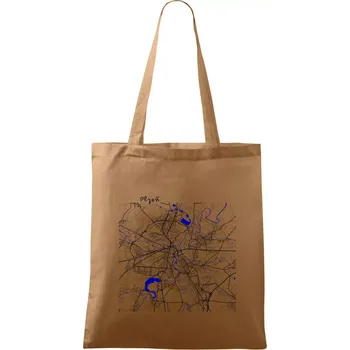 Nákupní taška Plzeň mapa s vodními toky - Taška bavlněná - 42 x 38 cm ( Cappuccino )