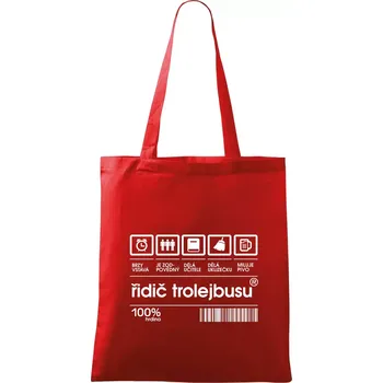 Nákupní taška Čárový kód - Řidič trolejbusu - Taška bavlněná - 42 x 38 cm ( Červená )
