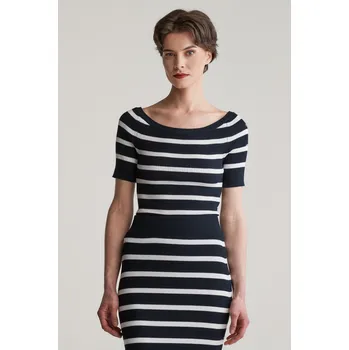 Dámský svetr SVETR GANT STRIPED RIB KNIT OFF SHOULDER SS EVENING BLUE