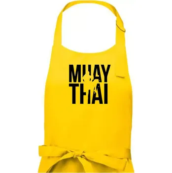 Kuchyňská zástěra Nápis Muay Thai - Dámská zástěra na vaření - Univerzální velikost ( Žlutá )