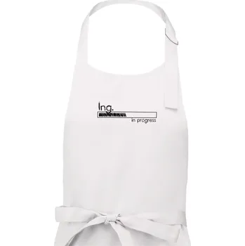 Kuchyňská zástěra In progress titul Ing. inženýr / inženýrka - Pánská zástěra na vaření - Univerzální velikost ( Bílá )